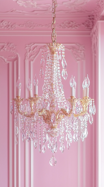 粉色背景水晶吊灯
