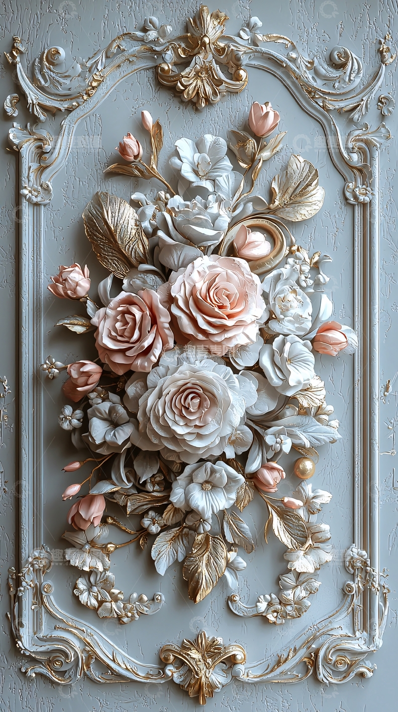 高清大图下载【趣麦麦图】欧式花卉浮雕