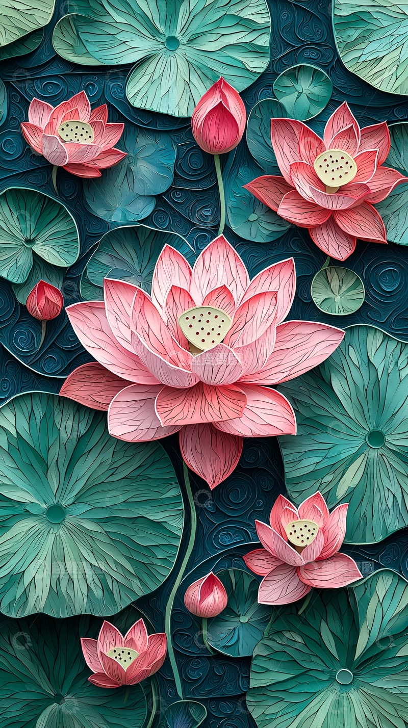 高清大图下载【趣麦麦图】粉色莲花立体纸艺