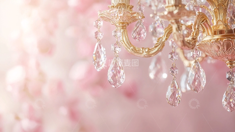 高清大图下载【趣麦麦图】粉色水晶吊灯