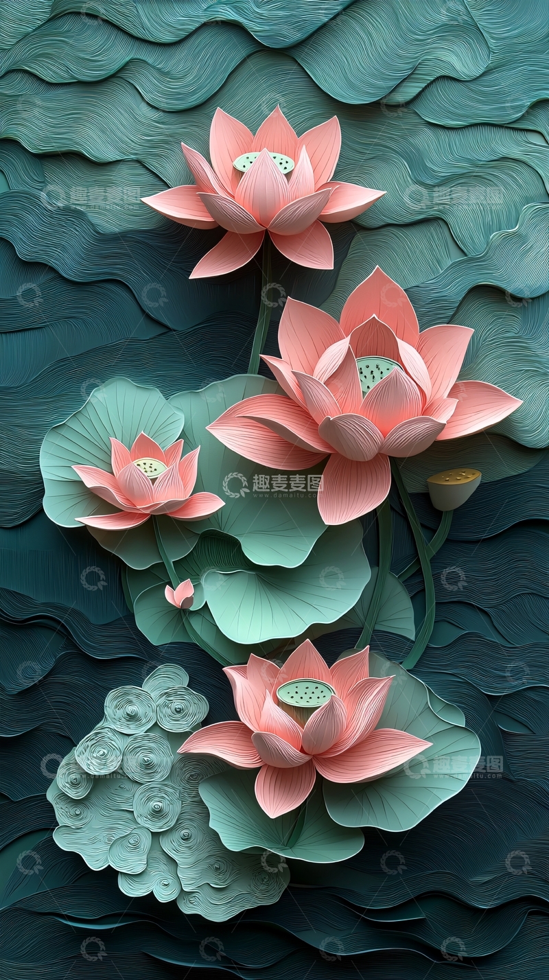 高清大图下载【趣麦麦图】水墨莲花12