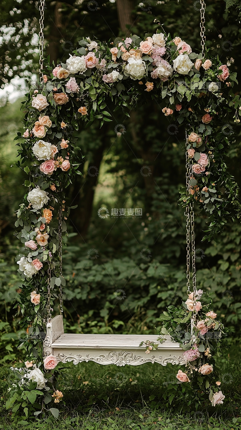 高清大图下载【趣麦麦图】花朵装饰秋千