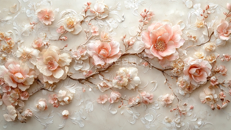 高清大图下载【趣麦麦图】轻奢浪漫粉色花卉壁纸