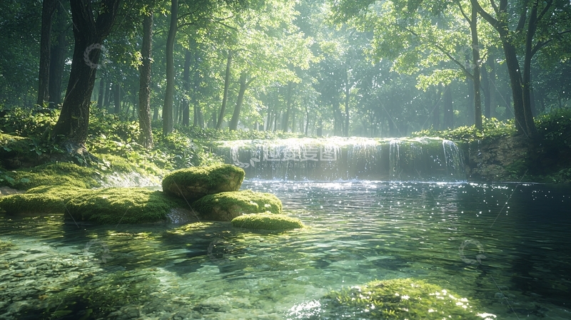 高清大图下载【趣麦麦图】森林瀑布
