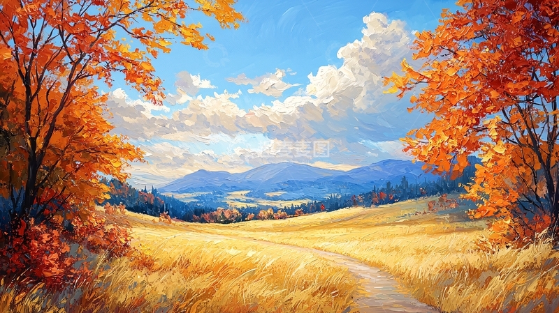 高清大图下载【趣麦麦图】秋日田园风景画