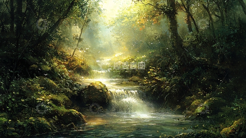 高清大图下载【趣麦麦图】森林小溪