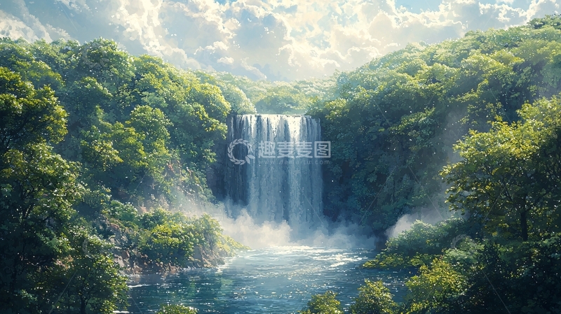 高清大图下载【趣麦麦图】梦幻瀑布