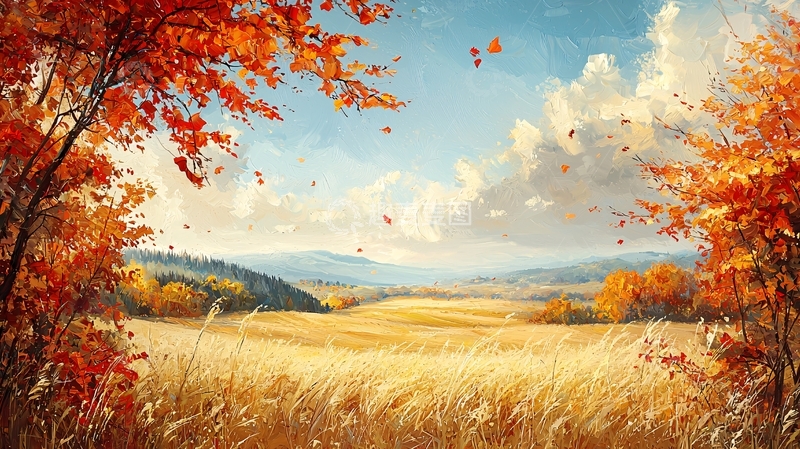 高清大图下载【趣麦麦图】秋日金色田野的风景