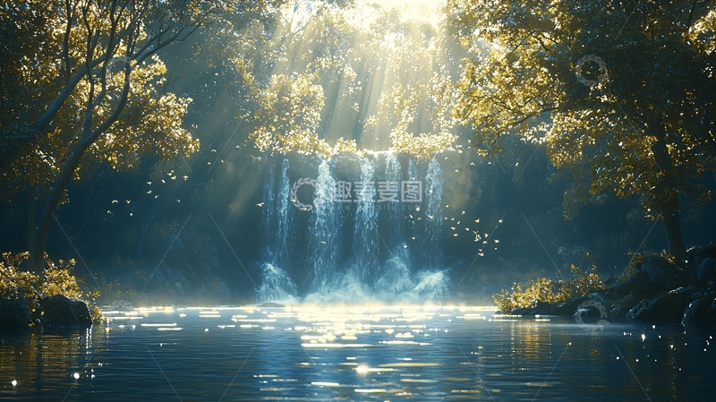 高清大图下载【趣麦麦图】森林瀑布