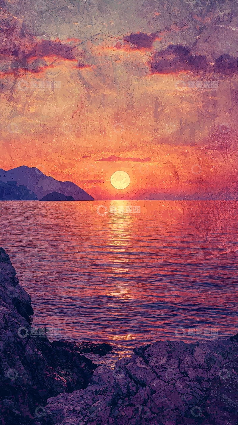高清大图下载【趣麦麦图】日落海景