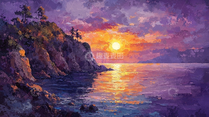 高清大图下载【趣麦麦图】紫色日落