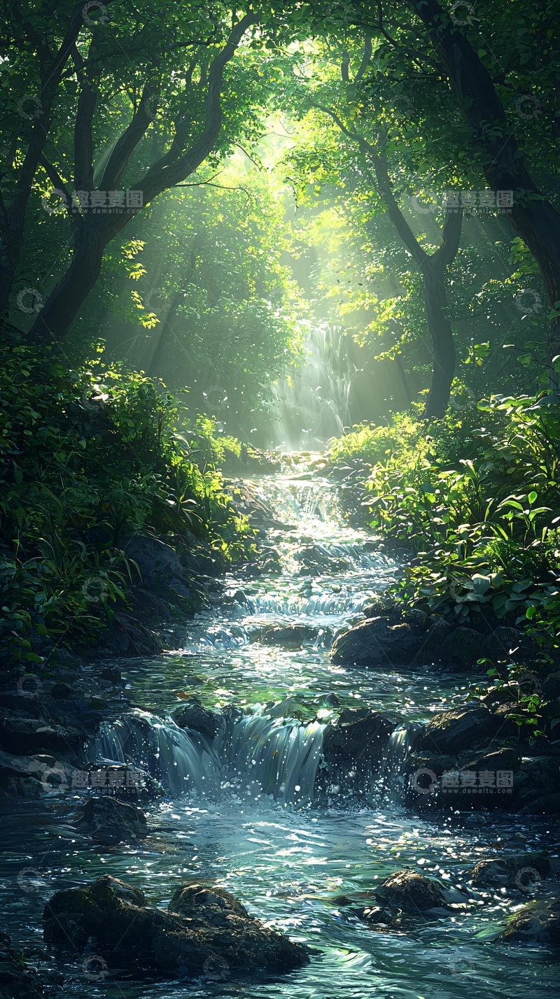 高清大图下载【趣麦麦图】森林小溪