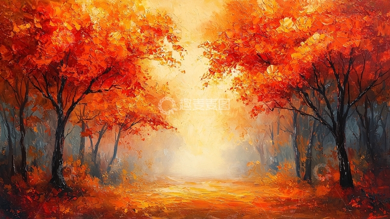 高清大图下载【趣麦麦图】秋季森林油画