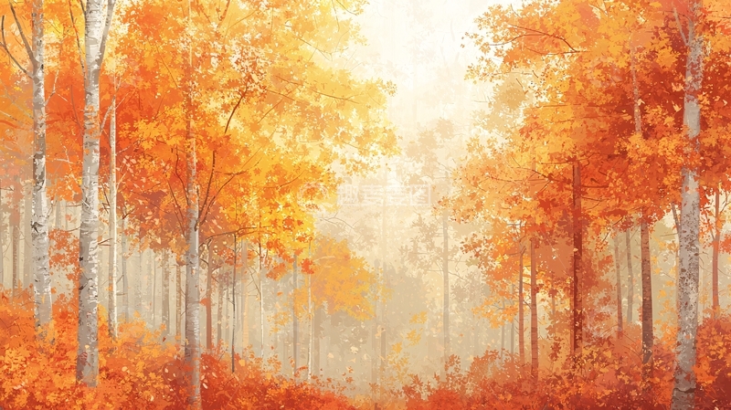 高清大图下载【趣麦麦图】秋日森林意境图