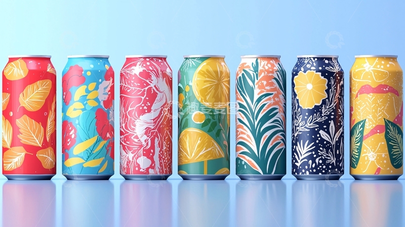 高清大图下载【趣麦麦图】彩色饮料罐包装设计