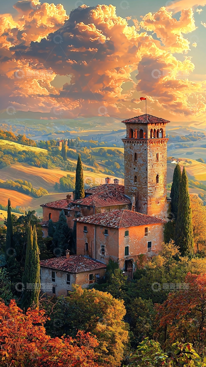 高清大图下载【趣麦麦图】秋日乡间城堡景色
