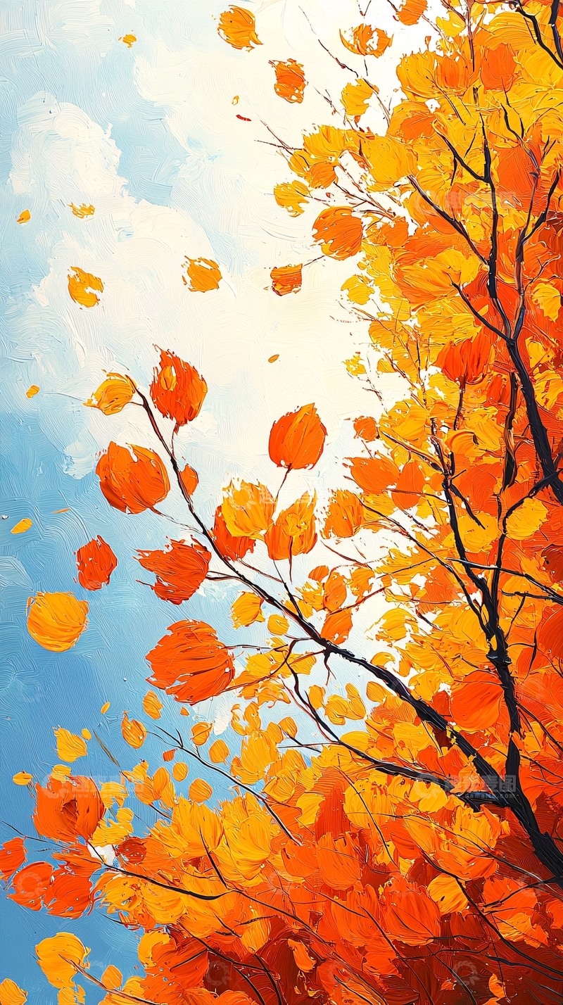 高清大图下载【趣麦麦图】秋叶飘落