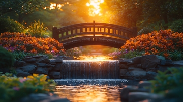 夕阳下的小桥流水