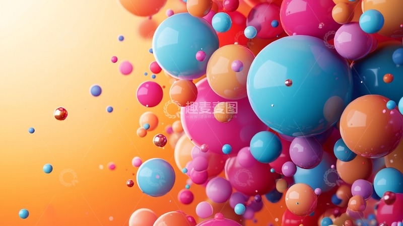 高清大图下载【趣麦麦图】彩色球体背景