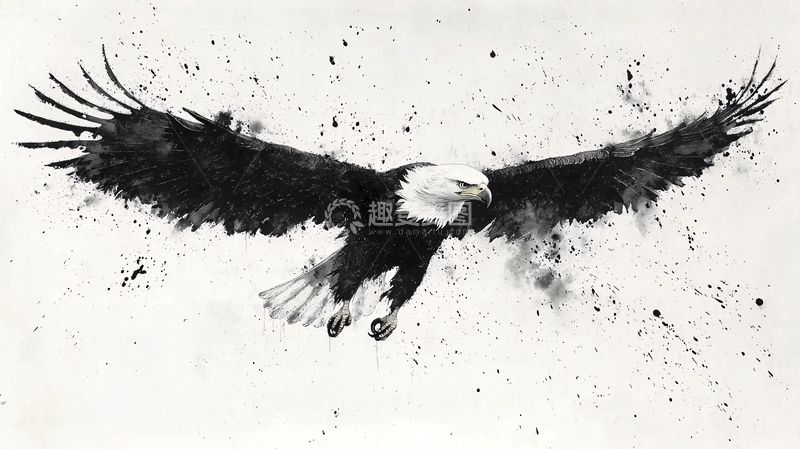 高清大图下载【趣麦麦图】水墨写意雄鹰