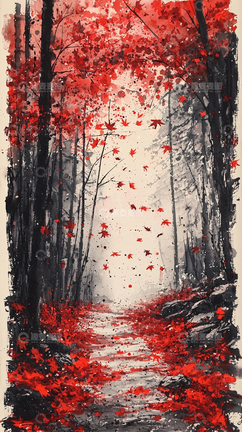 高清大图下载【趣麦麦图】红叶小路