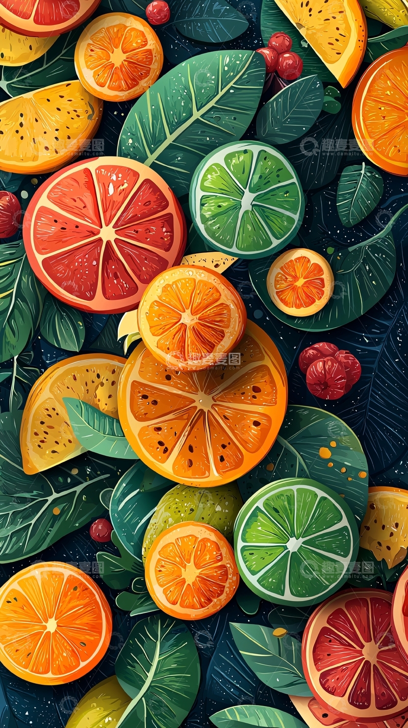 高清大图下载【趣麦麦图】清新水果插画壁纸