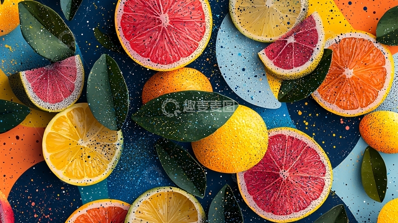 高清大图下载【趣麦麦图】彩色水果背景