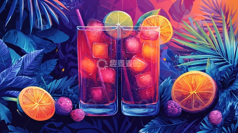 高清大图下载【趣麦麦图】热带水果鸡尾酒