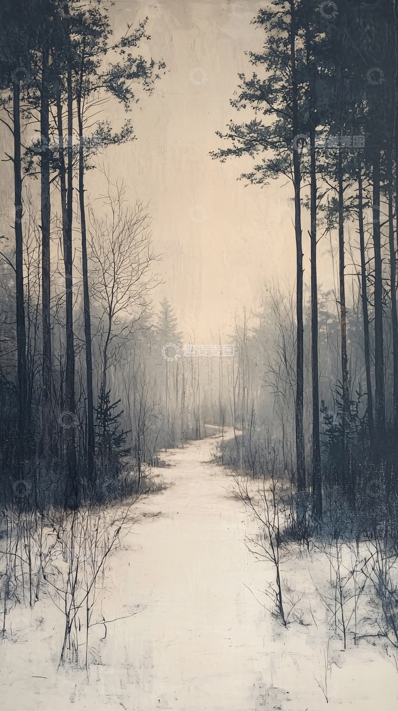 高清大图下载【趣麦麦图】冬日森林小路