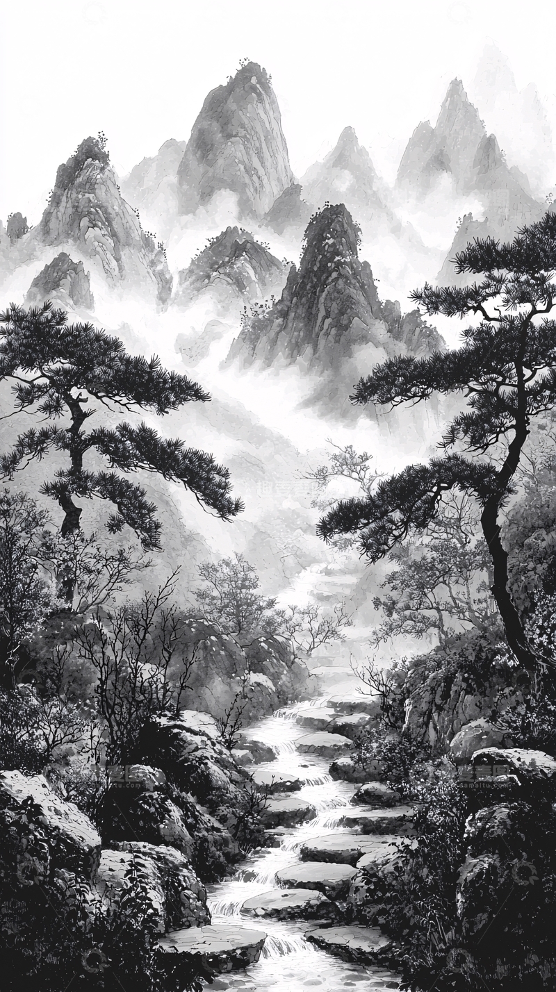 高清大图下载【趣麦麦图】水墨山水画1039