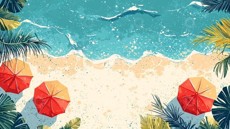 高清大图下载【趣麦麦图】海滩度假风光俯瞰图