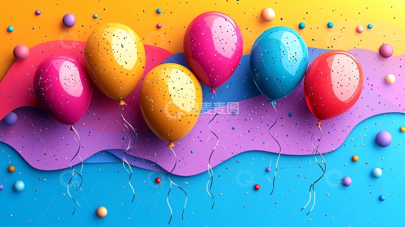 高清大图下载【趣麦麦图】彩色气球派对背景