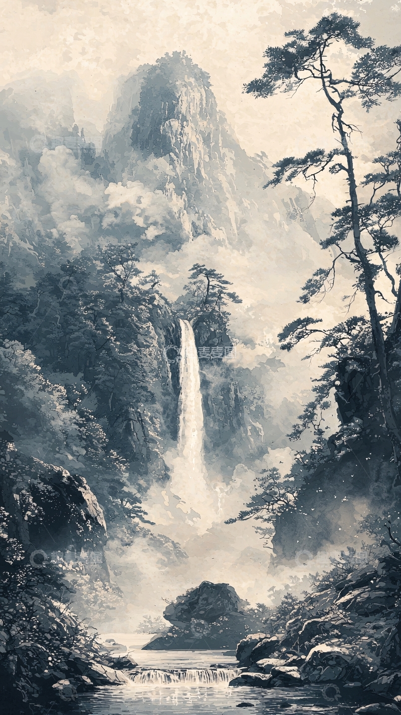 高清大图下载【趣麦麦图】水墨山水画1036