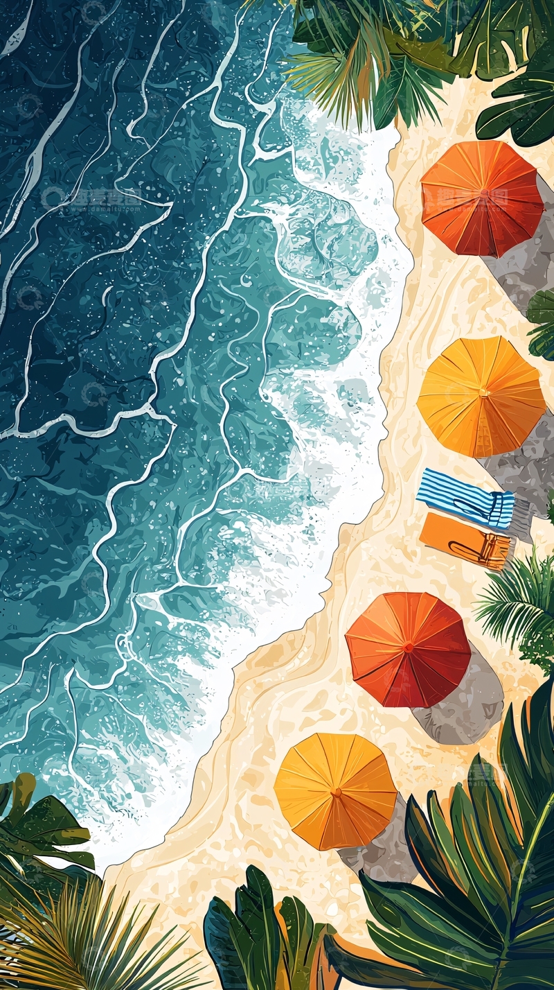 高清大图下载【趣麦麦图】俯瞰热带沙滩海景