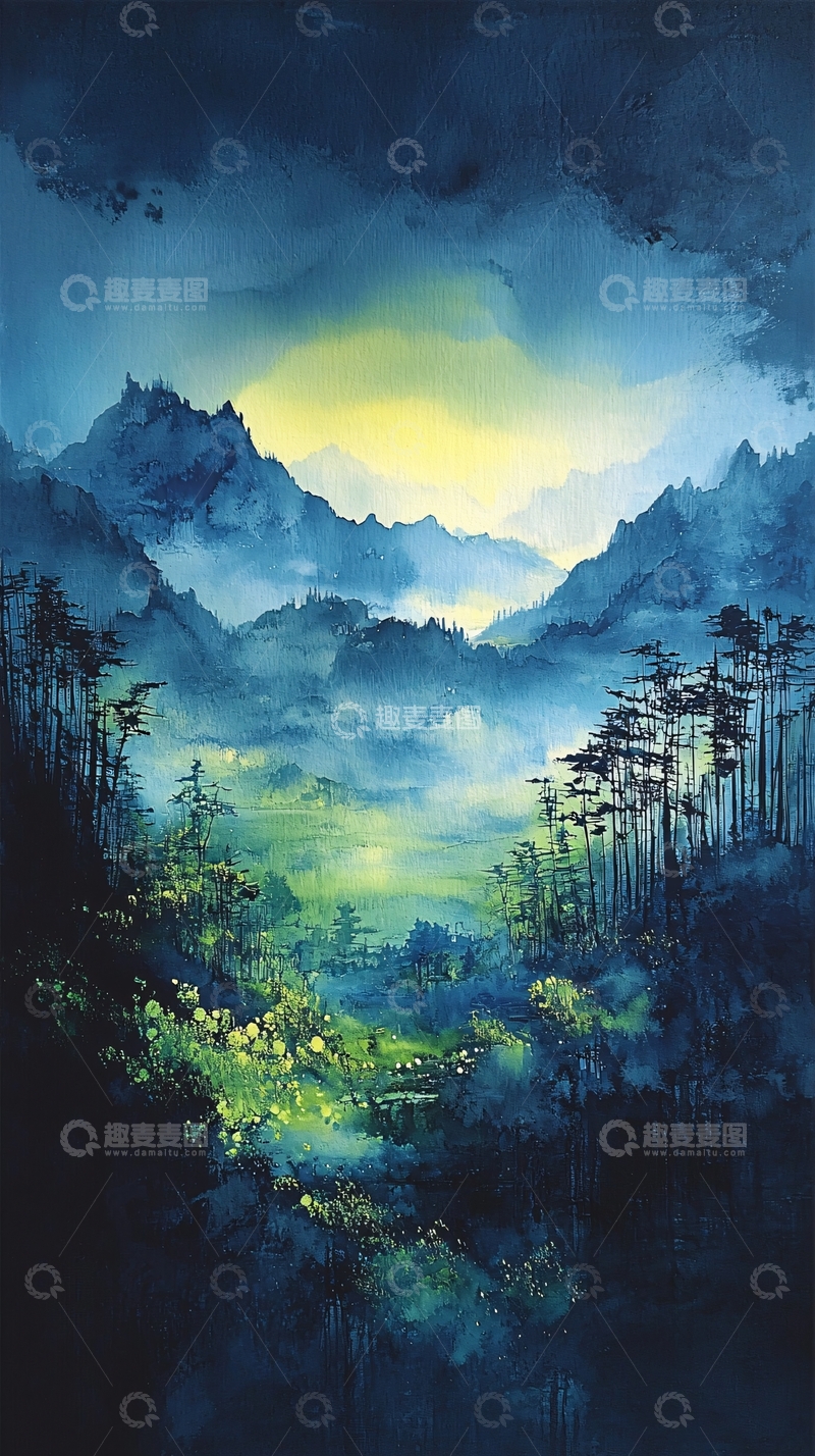 高清大图下载【趣麦麦图】水墨山峰