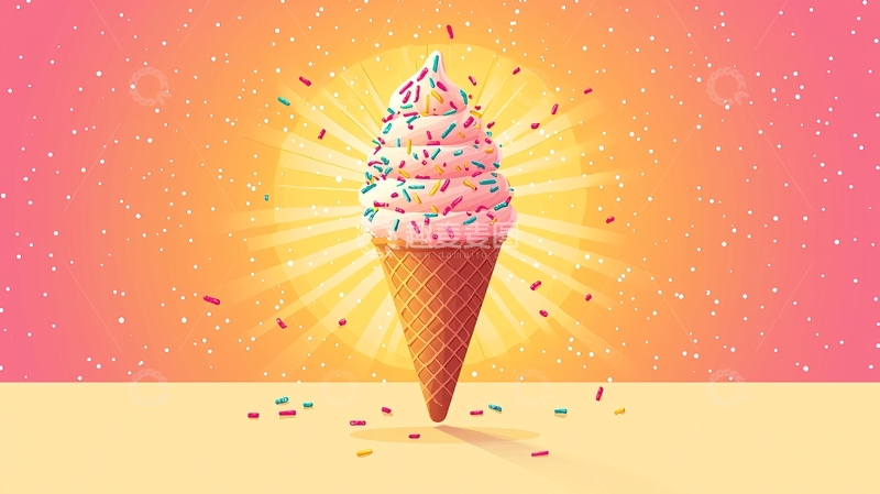 高清大图下载【趣麦麦图】彩色甜筒冰淇淋