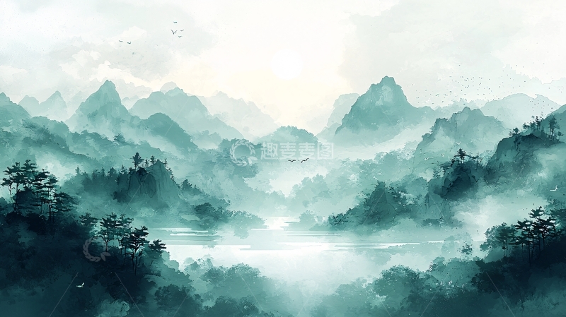 高清大图下载【趣麦麦图】水墨山水画1042