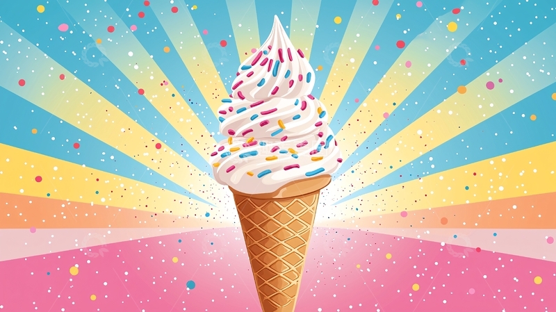高清大图下载【趣麦麦图】彩色甜筒冰淇淋
