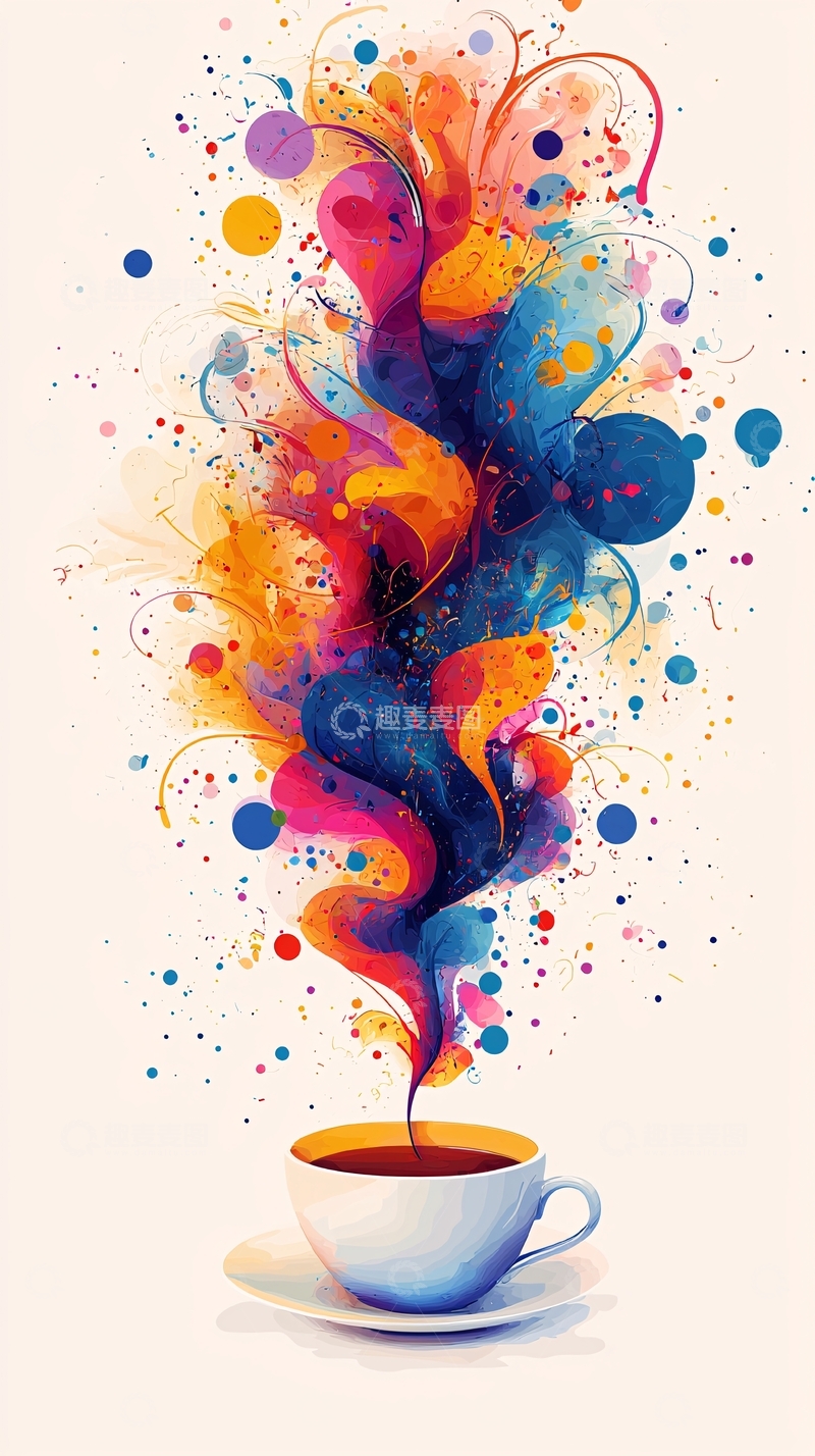 高清大图下载【趣麦麦图】彩色咖啡烟雾