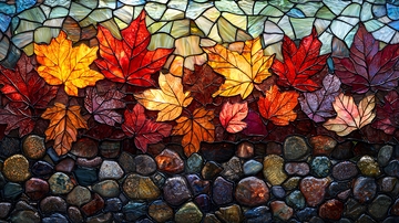 马赛克枫叶秋叶背景