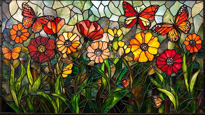 高清大图下载【趣麦麦图】彩色玻璃花窗画