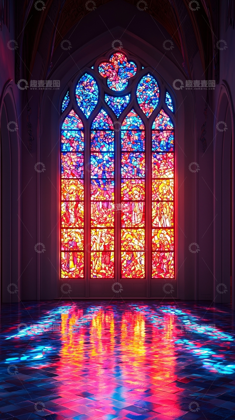 高清大图下载【趣麦麦图】哥特式彩色玻璃窗