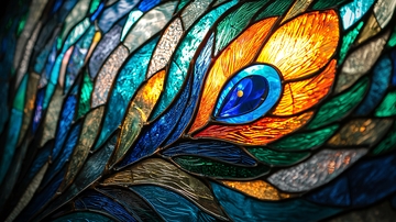 孔雀羽毛彩色玻璃窗