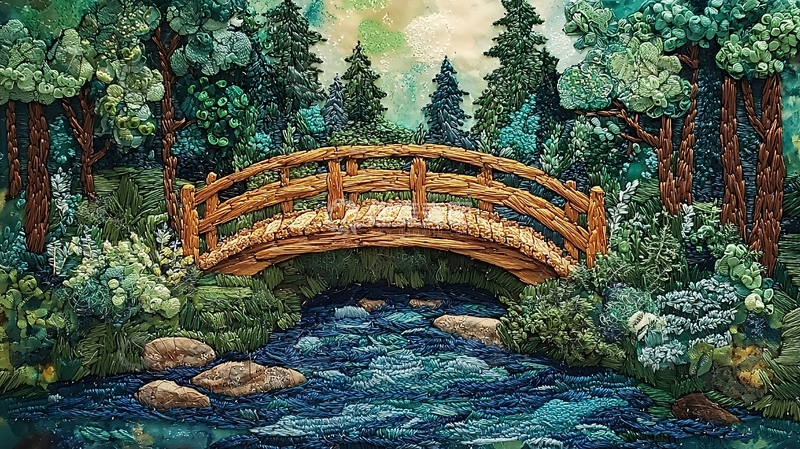 高清大图下载【趣麦麦图】森林小桥流水