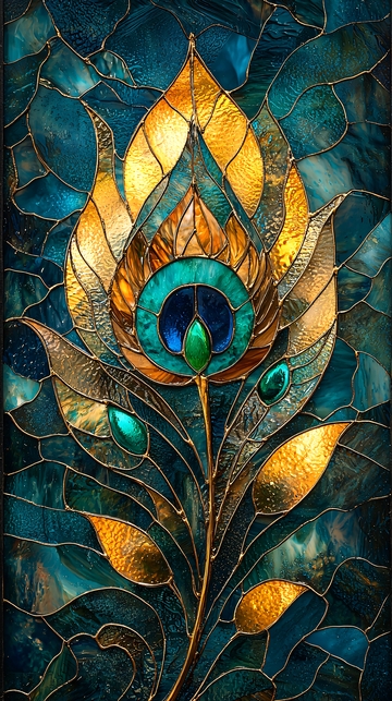 彩色玻璃孔雀羽毛