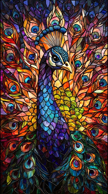 彩色玻璃孔雀