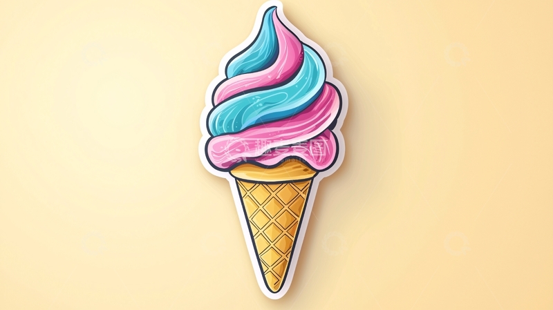高清大图下载【趣麦麦图】蓝粉色冰淇淋甜筒