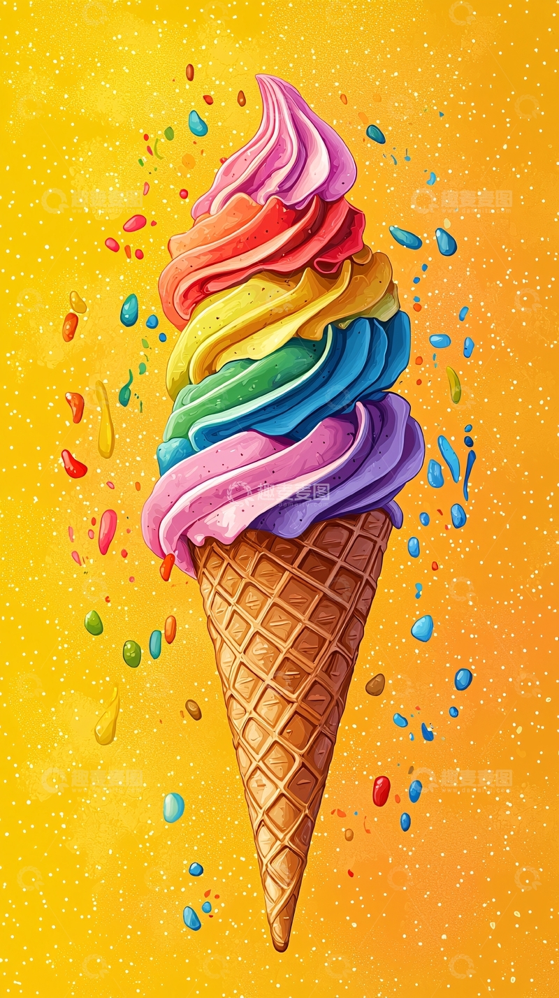 高清大图下载【趣麦麦图】彩虹冰淇淋
