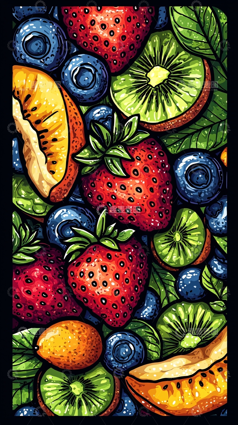 高清大图下载【趣麦麦图】水果拼盘手绘图