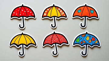 彩色雨伞贴纸
